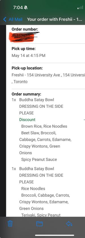 App order  at freshii - 154 University  in Toronto