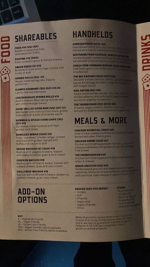 Food menu  at Boardies Bar in Fitzroy