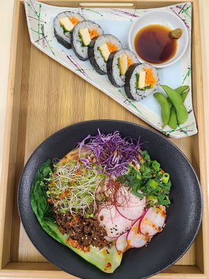 Vegan sushi with tantan udon. at Vegan Peace OTEMACHI in Hiroshima