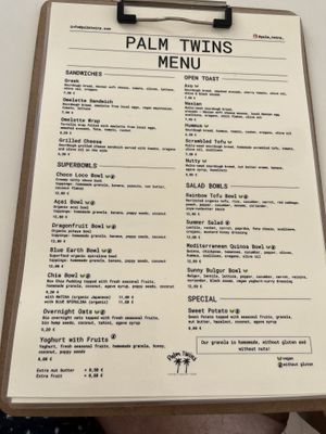 Food menu  at Palm Twins  in Naxos