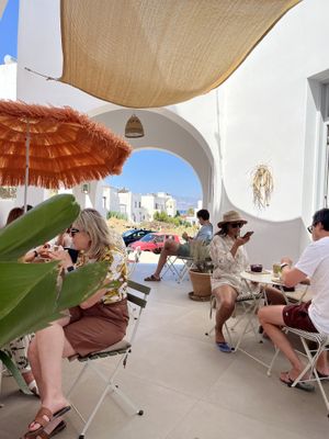Sea views and shady seating with nice breeze  at Palm Twins  in Naxos