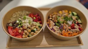 Mediterranean and Rainbow Bowl at Palm Twins  in Naxos