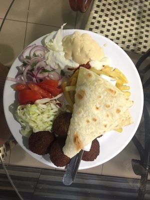 Vegetarian falafel platter at Shawarma Bar in Belgrade