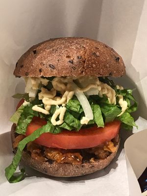 Soy meat burger! at LOVE Pacific Cafe in Nagoya