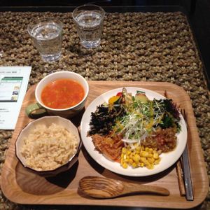 vegetable set lunch with rice  at LOVE Pacific Cafe in Nagoya