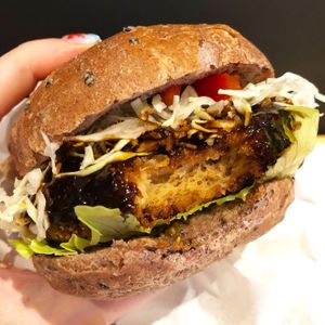 miso katsu burger at LOVE Pacific Cafe in Nagoya