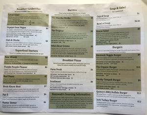 Menu - 'inside' cover at Keenwah Super Food Eatery in Newport
