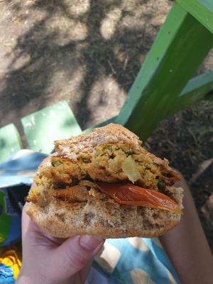 Scrumptious vegan burger! at Papa Earl - Mobile Food Vendor in Mount Standfast