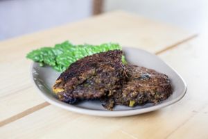 the best lentil burgers you will have.  at Sunday Market - Zonia in Holders Hill