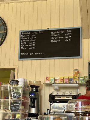 Drinks menu (chiller with cold drinks there too)   at Foyers Stores, Post Office & Cafe in Inverness