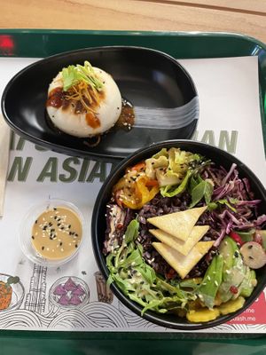 Vegan Tofu poke bowl and boa bun   at DIP DASH - Social Distrikt  in Dubai