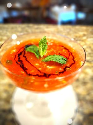 Chilled Watermelon Soup at Mondano in Old Forge