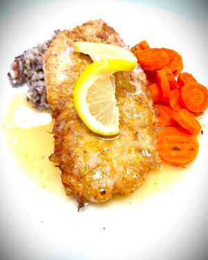 Vegan Chicken Francaise (made with house-made seitan) at Mondano in Old Forge