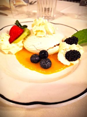 Plant-based Pavlova at Mondano in Old Forge