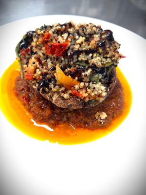 Stuffed Portabella with Quinoa and Sundried Tomatoes at Mondano in Old Forge