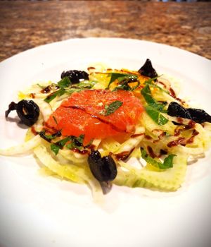 Sicilian Fennel and Citrus Salad with Cured Olives at Mondano in Old Forge