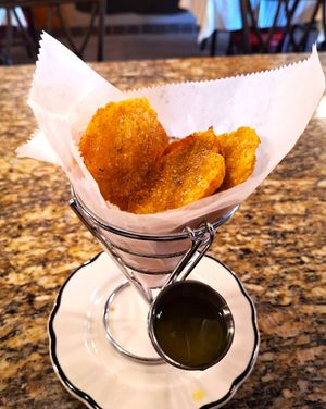 Tostones with Garlic Mojo at Mondano in Old Forge