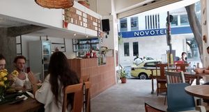 View from the inside  at Gaia Art and Cafe in Rio De Janeiro