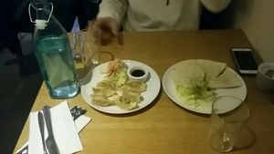 Dumplings on the left and tortillas on the right at Loving Hut - St. Hanshaugen in Oslo