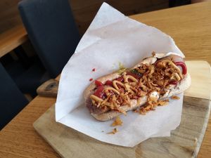 Not dog at Loving Hut - St. Hanshaugen in Oslo