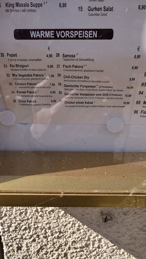 Menu at King Masala in Wertingen