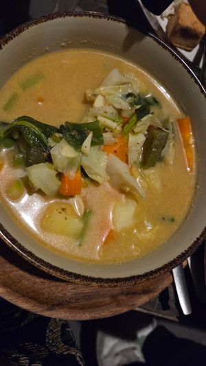 Curry soup at Arjuna Vegetarian Restaurant   in Yogyakarta