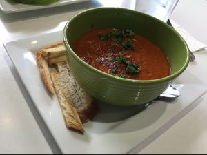 Tomato soup at The New Vegan in Delray Beach