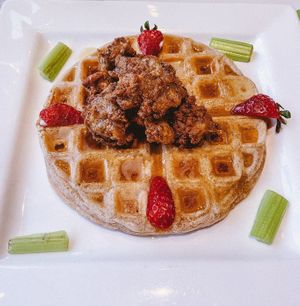 Chicken and waffles  at The New Vegan in Delray Beach