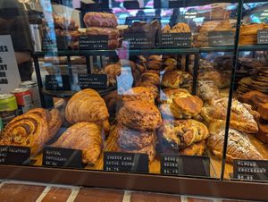 Vegan items on top of the shelf at Analog Coffee  in Vancouver