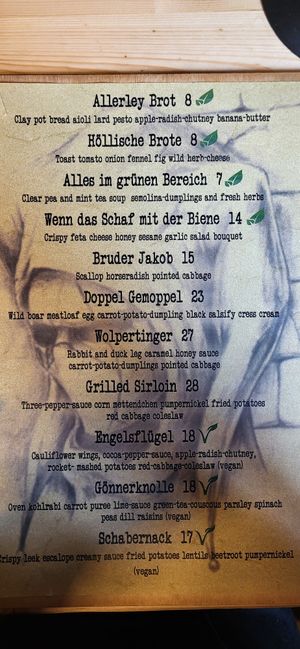 Current Menu May 2023 at Fegefeuer in Muenster