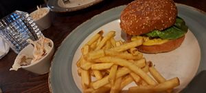 Vegan version of their Signature Burger at Caledonian Hotel in Leven