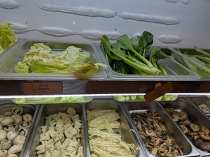 Vegetables and shrooms at SHU HERO MALATANG in Barcelona