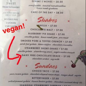 vegan chocolate shakes! at Little Goat Diner in Chicago