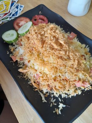 Fried rice from the menu at Cơm chay Diệu Vy in Ho Chi Minh City