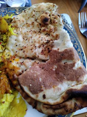 Garlic naan (May 2025) at Taj Mahal in Morpeth