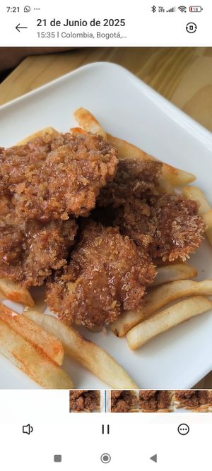 Balboa  Orellanas apanadas con papas a la francesa at La Jungla Veg - San Felipe in Bogota