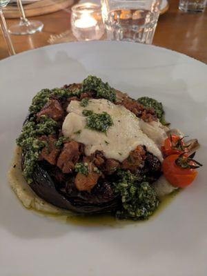Melanzana con ragù di soia at Il Lavatoio Bistrot in Santarcangelo Di Romagna