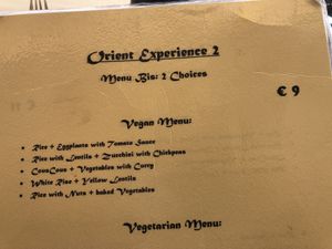 vegan menu  at Orient Experience II in Venice