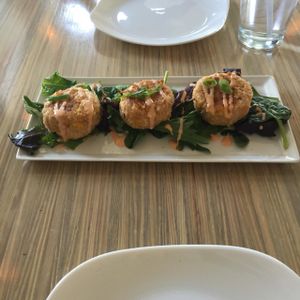 artichoke palm cakes  at Seed - Faubourg Lafayette in New Orleans