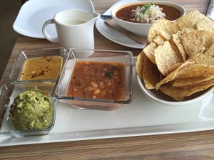 Chips and fresh made dips at Seed - Faubourg Lafayette in New Orleans