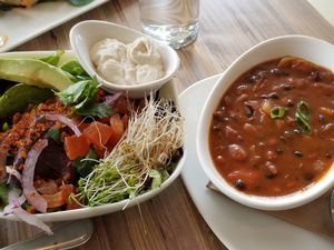 Chili and sala at Seed - Faubourg Lafayette in New Orleans