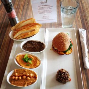 bread & spreads + cauliflower steak sandwich at Seed - Faubourg Lafayette in New Orleans