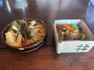 Pickles and soy meat   at Omishima Hitori Marche  in Imabari