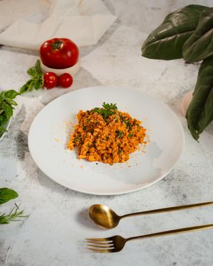 Rich tomato sauce with “meat,” but no animals were harmed. Or invited. at PLANT THEORY - The Vegan Restaurant in Canggu