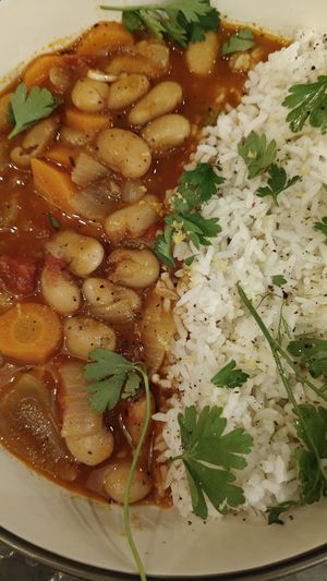 Harissa bean stew at Cafe Shëndet in Himare