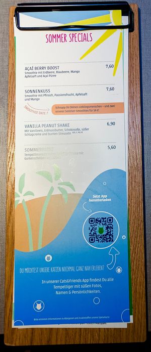 Menu page at Katzentempel Berlin Mitte at Katzentempel Berlin Mitte in Berlin