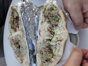 Falafel sandwich  at Melrose Burgers by Fala Bar in Los Angeles