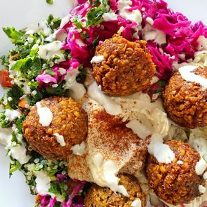 Falafel Hummus Plate at Melrose Burgers by Fala Bar in Los Angeles