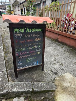 Menu of the day offered Wednesday through Sunday 12-3 PM. Limited availability, reservations strongly recommended.  at La Musa Saludable in Manizales