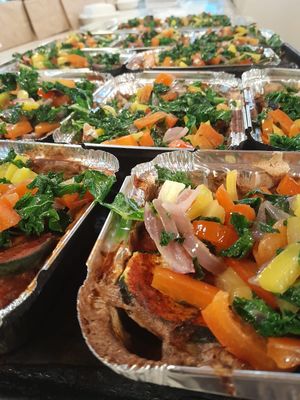 Veggie Lasagna pan with soup of the day or salad.  at Chef W Vegan Lunchbox in Nassau